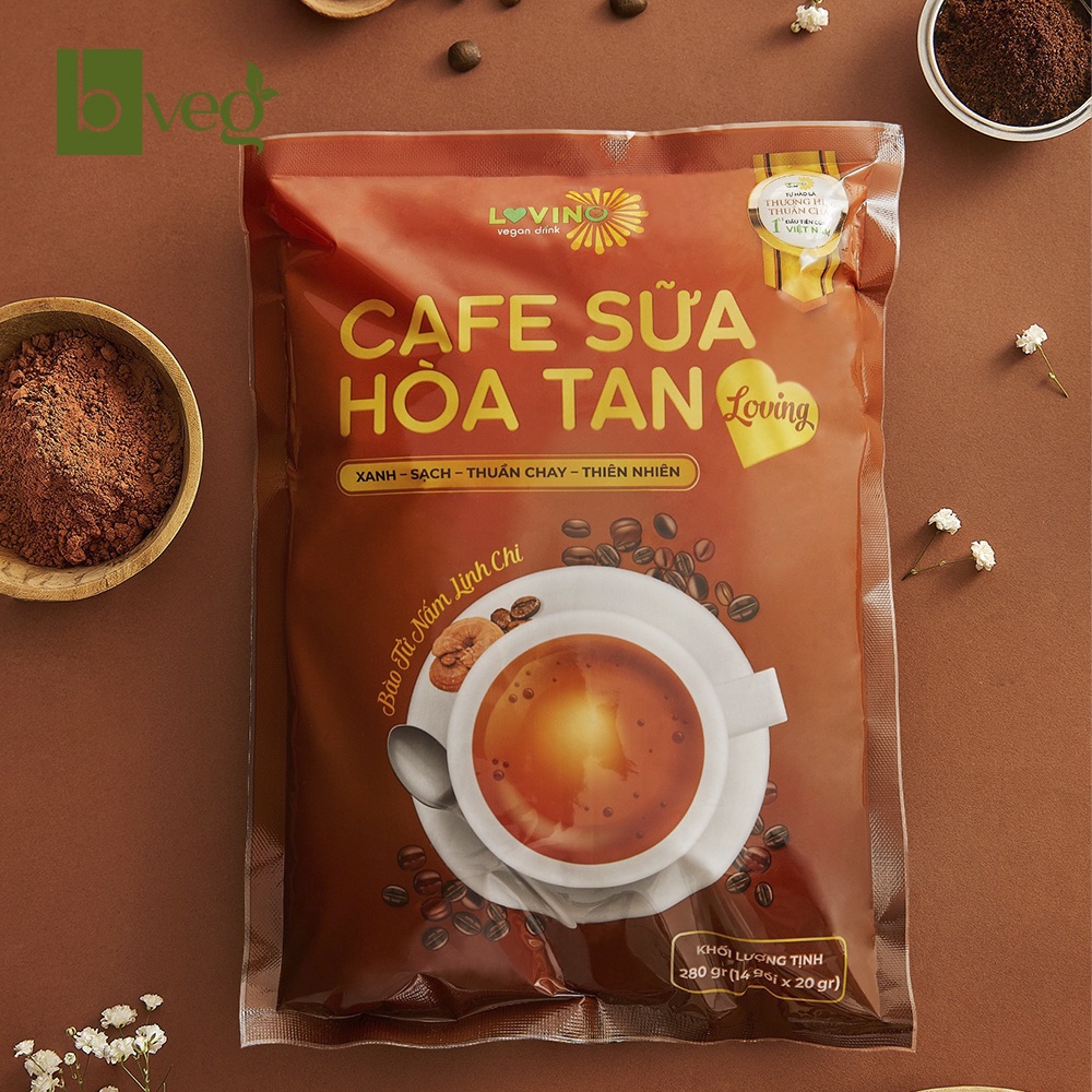 Cà phê sữa thuần chay Loving [vegan instant coffee] chứa bào tử nấm Linh Chi tốt cho sức khỏe | BigBuy360 - bigbuy360.vn