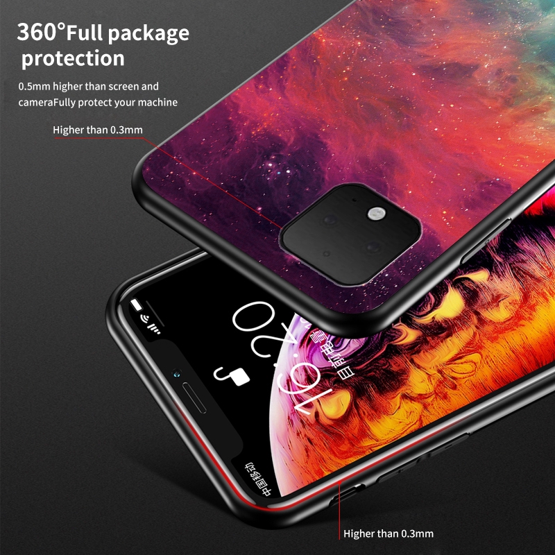 Starry Sky Phone Case Google Pixel 4 XL 4A Hard Tempered Glass Cover Shockproof