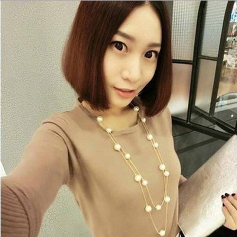 Vòng cổ Hai Lớp Đính Ngọc Trai Phong Cách Hàn Quốc Thanh Lịch Dành Cho Nữ