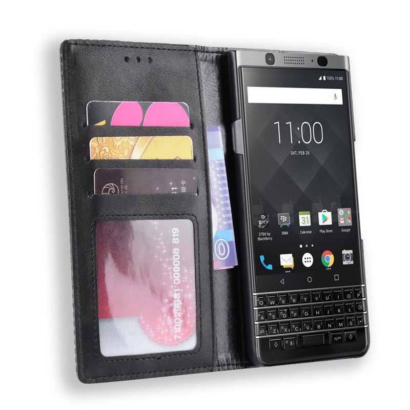 Bao da điện thoại PU có ngăn đựng thẻ cao cấp cho BlackBerry Keyone