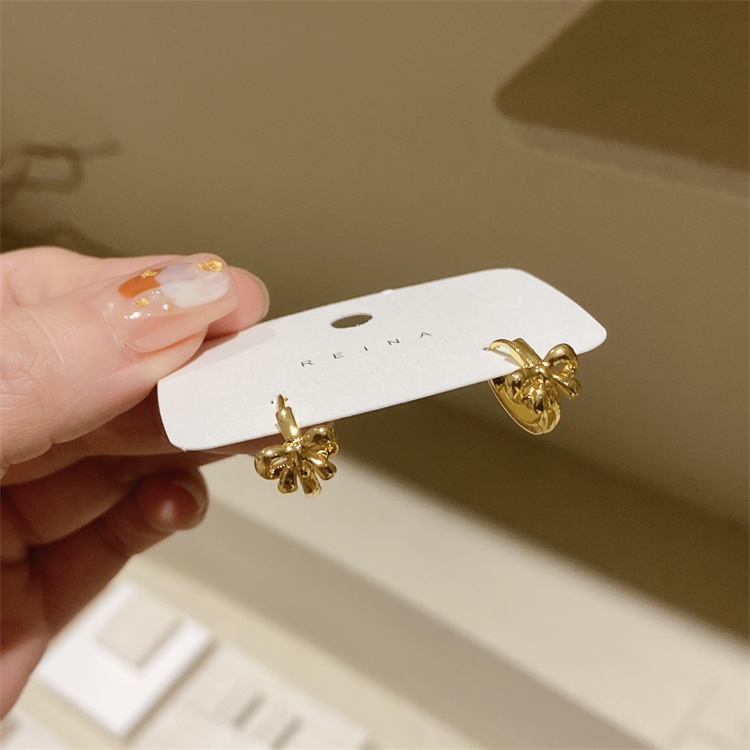 Bông Tai Mạ Vàng 18K Hình Nơ Dễ Thương