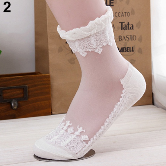 1 Đôi Vớ Ren Trong Suốt Siêu Mỏng Co Giãn Thoáng Khí Cho Nữ