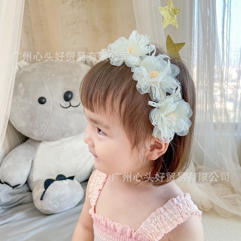 Bờm hoa voan công chúa xinh yêu cho bé