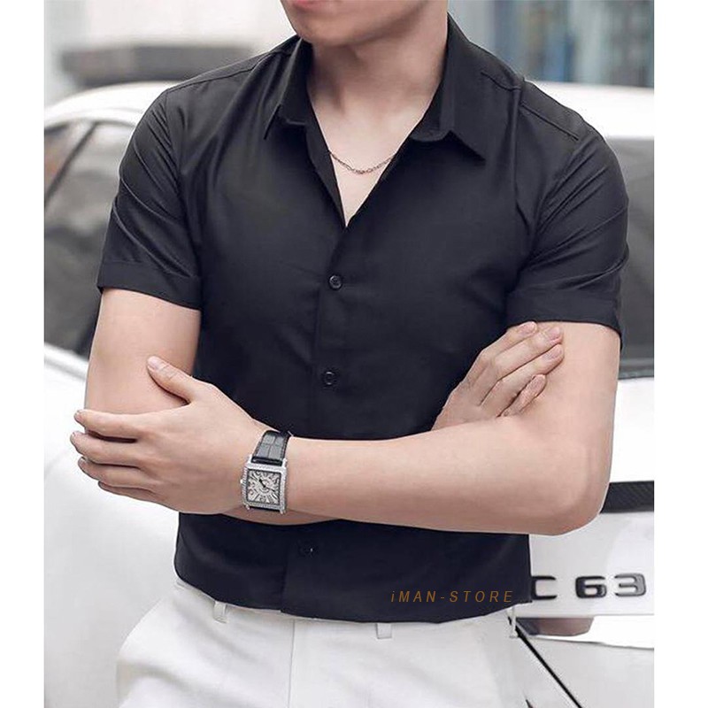 Áo Sơ Mi Nam Ngắn Tay Công Sở [CAO CẤP], Áo Sơ Mi Nam Cộc Tay Vải Lụa Cao Cấp VNXK | BigBuy360 - bigbuy360.vn
