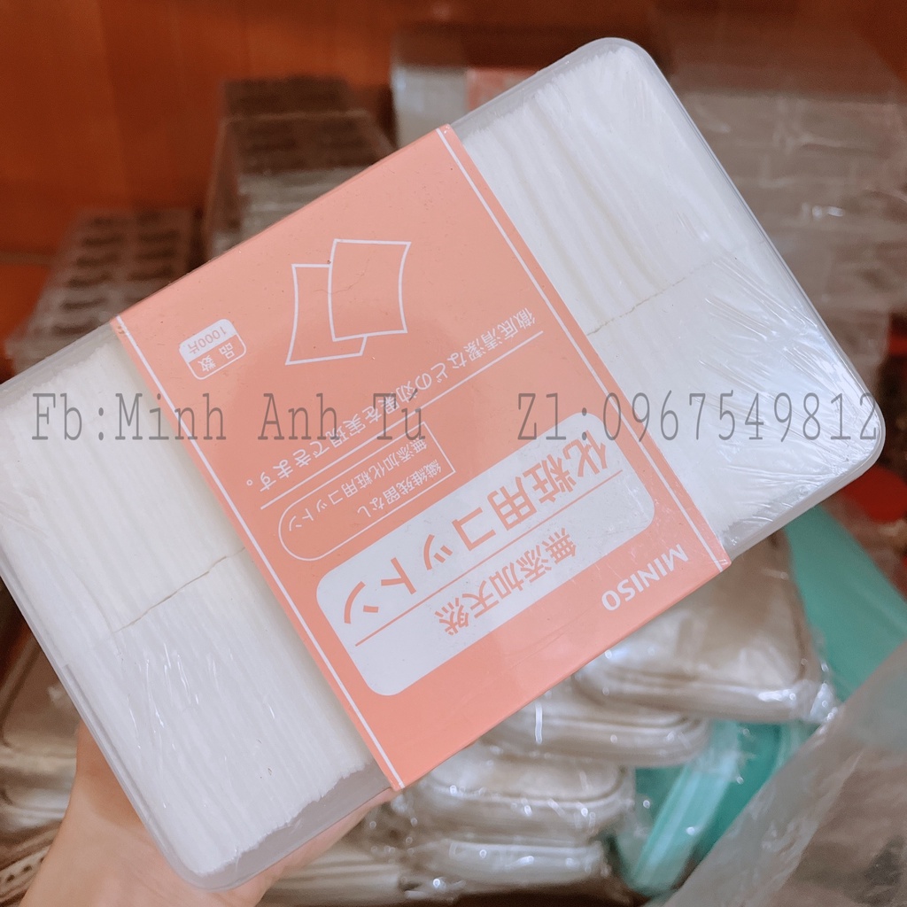 Bông tẩy trang Miniso Japan Hộp 1000 Miếng Hàng Nhật Bản