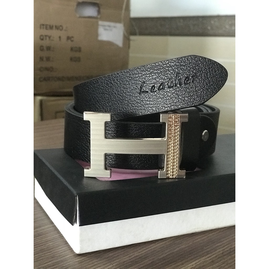 Thắt lưng DA BÒ THẬT, Dây nịt Nam da bò cao cấp chữ H ND03
