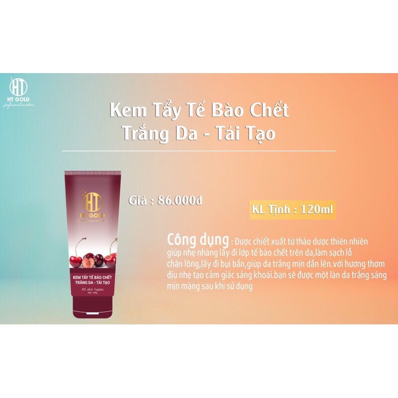 Kem Tẩy Tế Bào Chết Trắng Da - Tái Tạo HT Gold 120ml