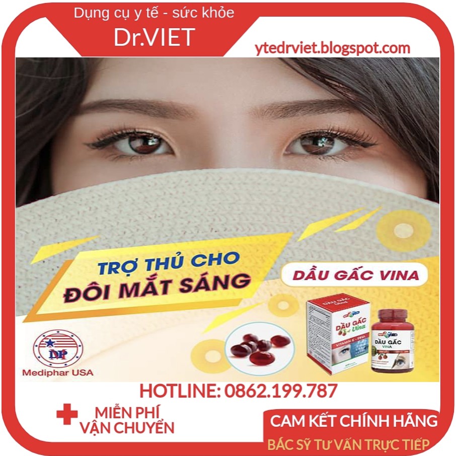 Dầu Gấc Vina chính hãng - Bổ sung dưỡng chất cần thiết cho mắt, tăng cường thị lực - Lọ 200 viên