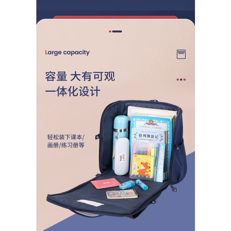 Balo chống gù cho bé HK KIDS, ba lô chất liệu nhẹ an toàn, chống thấm nước có phản quang cho bé đi học tiểu học
