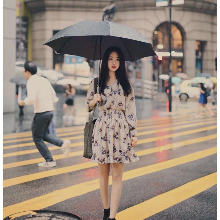 Váy vintage hoa chun eo