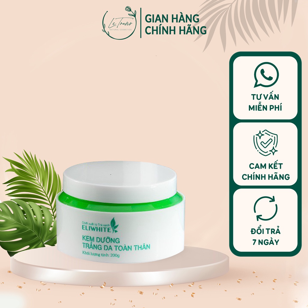 Kem body sữa chua dưỡng trắng da chống nắng ELIWHITE chiết xuất trà xanh 120g 200g