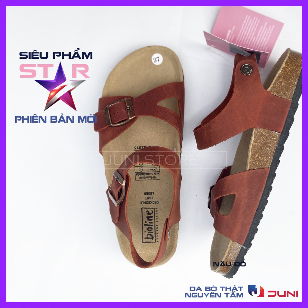 [SIÊU PHẨM MỚI RA MẮT] D23 - Dép sandal da bò thật Unisex - Đế trấu - Juni Store
