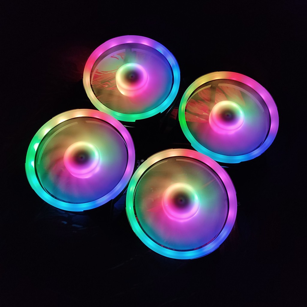 Quạt Tản Nhiệt V4 Sáng Tâm Và Viền Quạt 12cm Fan Led RGB Bộ 6 Quạt Đồng Bộ Hub Coolmoon ARGB Music