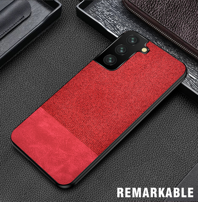 Samsung Galaxy S21 Ultra S21 Plus S20 FE Case Luxury Slim Hybrid Soft TPU Leather+Fabric Protective Cover