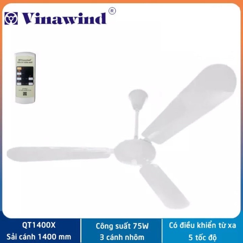 Quạt trần điện cơ Thống Nhất Vinawind QT1400, (Hàng chính hãng - Bảo hành 12 tháng)