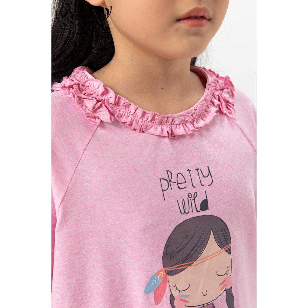 Áo thun cổ bèo bé gái IVY moda MS 57G1234