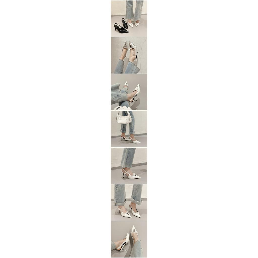 Giày Cao Gót Mũi Nhọn 3.35 Inches Chất Liệu Da Size Lớn