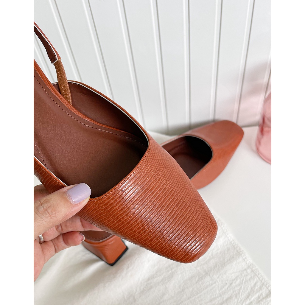 💇 Giày Cao Gót Nữ JOTI Flora 3274VN5 - Mũi Vuông Quai Hậu Đế Trụ Cao 3cm Da Mờ - Mang Công Sở 💇