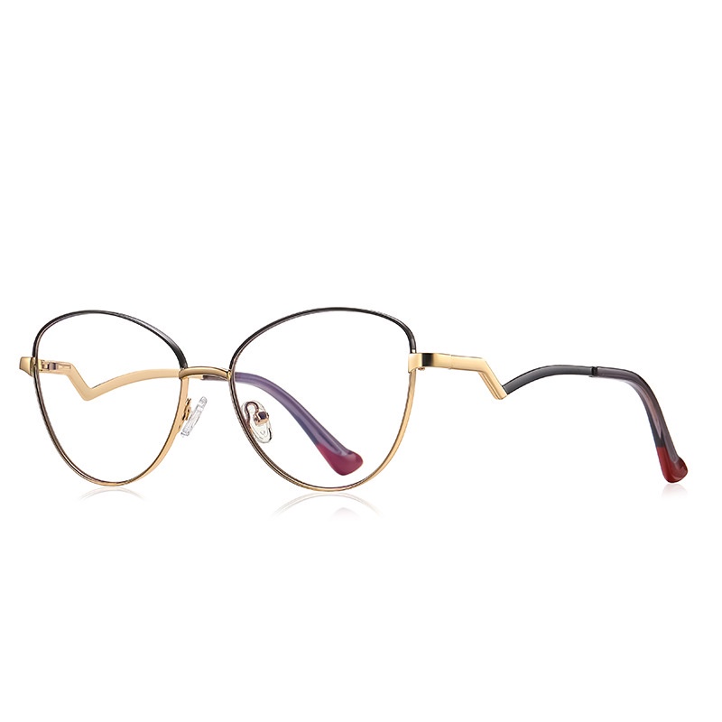 Mắt Kính Gọng Kim Loại Cong Tròng Chống Ánh Sáng Xanh Thời Trang Phương Tây