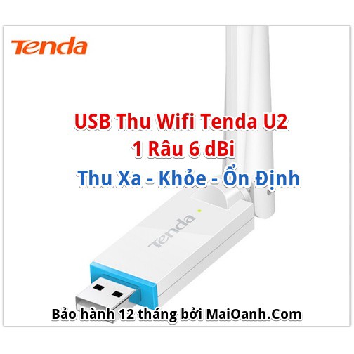 USB Thu Wifi TENDA U2 Cho Máy Tính Tốc Độ 150mbps 1 Anten 6 DBI | BigBuy360 - bigbuy360.vn