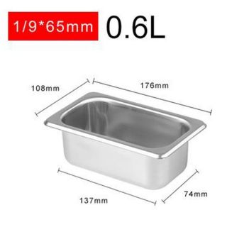 Khay Inox topping đựng thạch trân châu size 1/9 0.6L