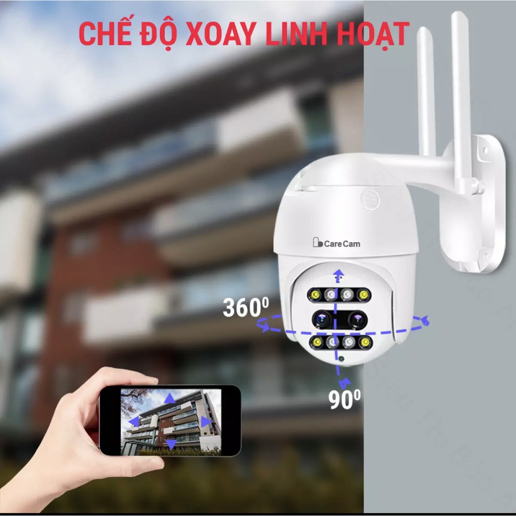 Camera Wifi SM400-PLZoom 3x-8LED, Camera kép thông minh, Bộ nhớ kép, Đàm thoại 2 chiều, Hồng ngoại xem đêm