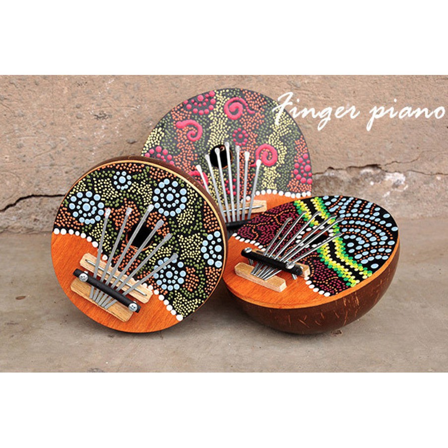 ( SẴN ) Đàn Kalimba 7 phím Gỗ Mahogany Tặng Kèm Harmonica Màu Ngẫu Nhiên - Gỗ Trái Dừa