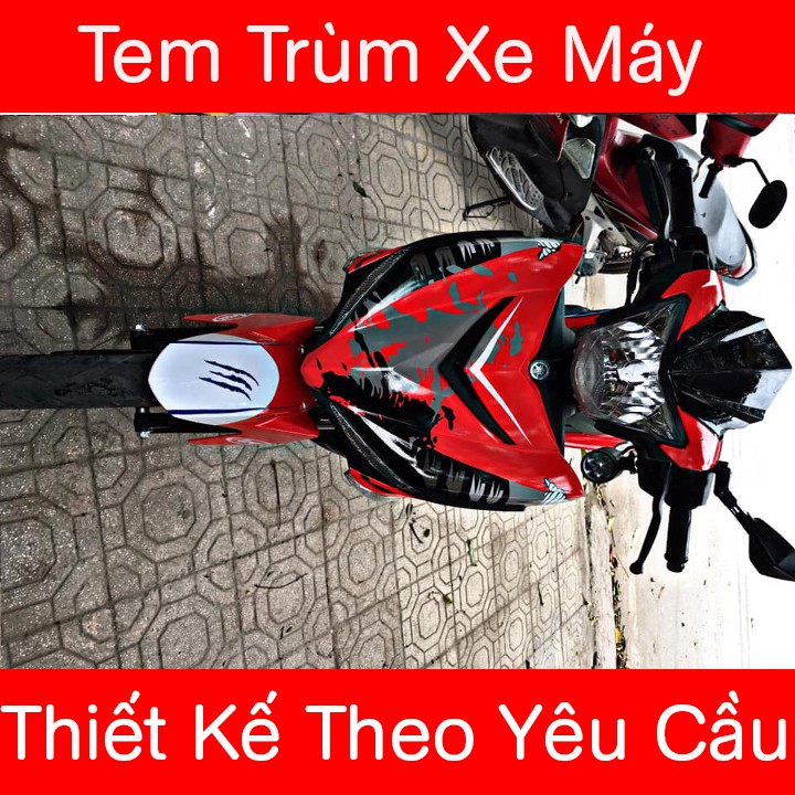 Tem trùm xe exciter 150 Cá Mập Đỏ Trắng