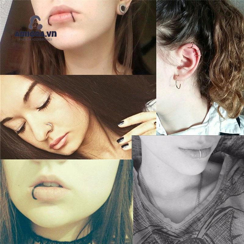 1 Cặp Khuyên Kẹp Tai Mũi 13mm Màu Sắc Vô Hình Độc Đáo