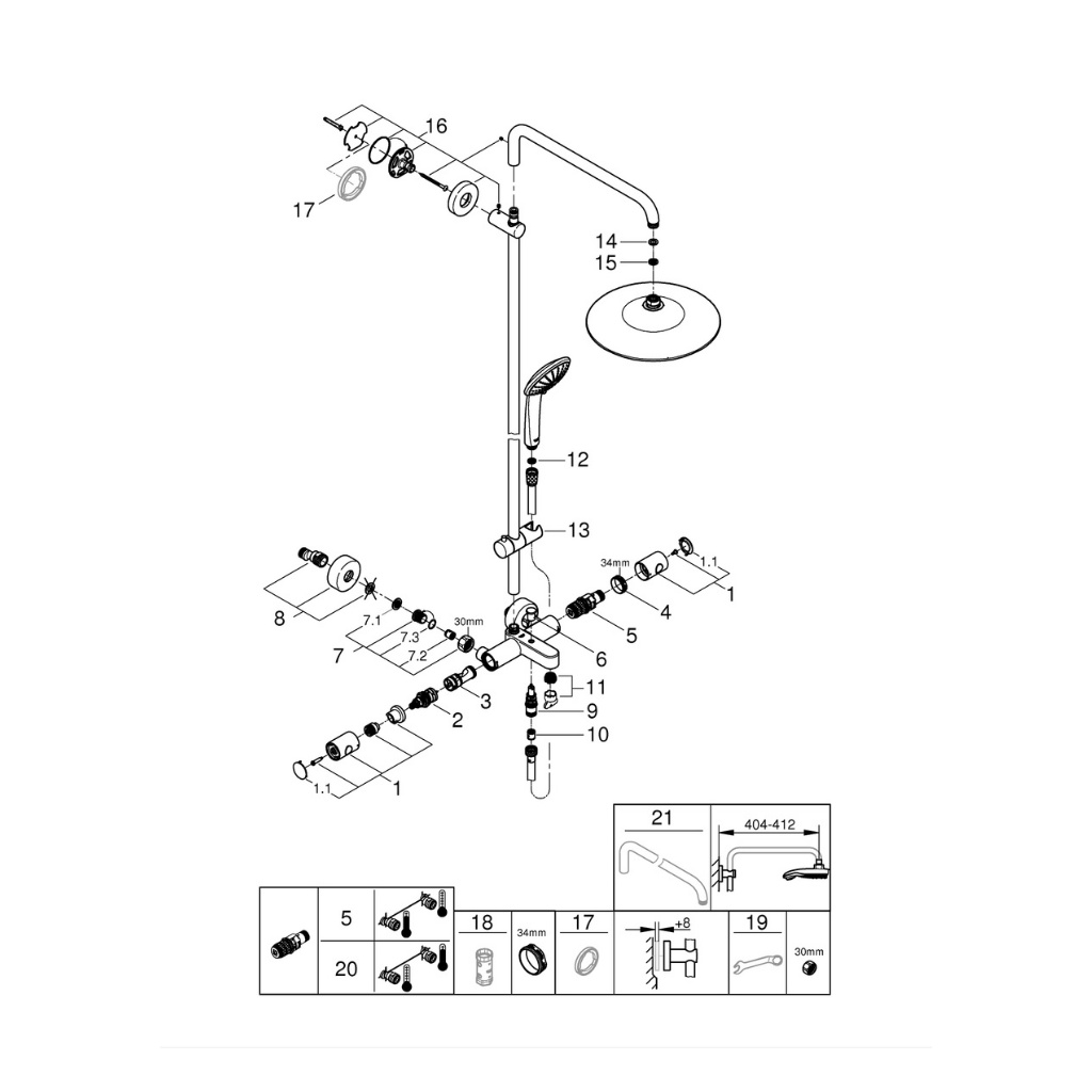 Cây Sen Ổn Nhiệt GROHE EUPHORIA 260 Kèm Vòi Xả Bồn - 26114001