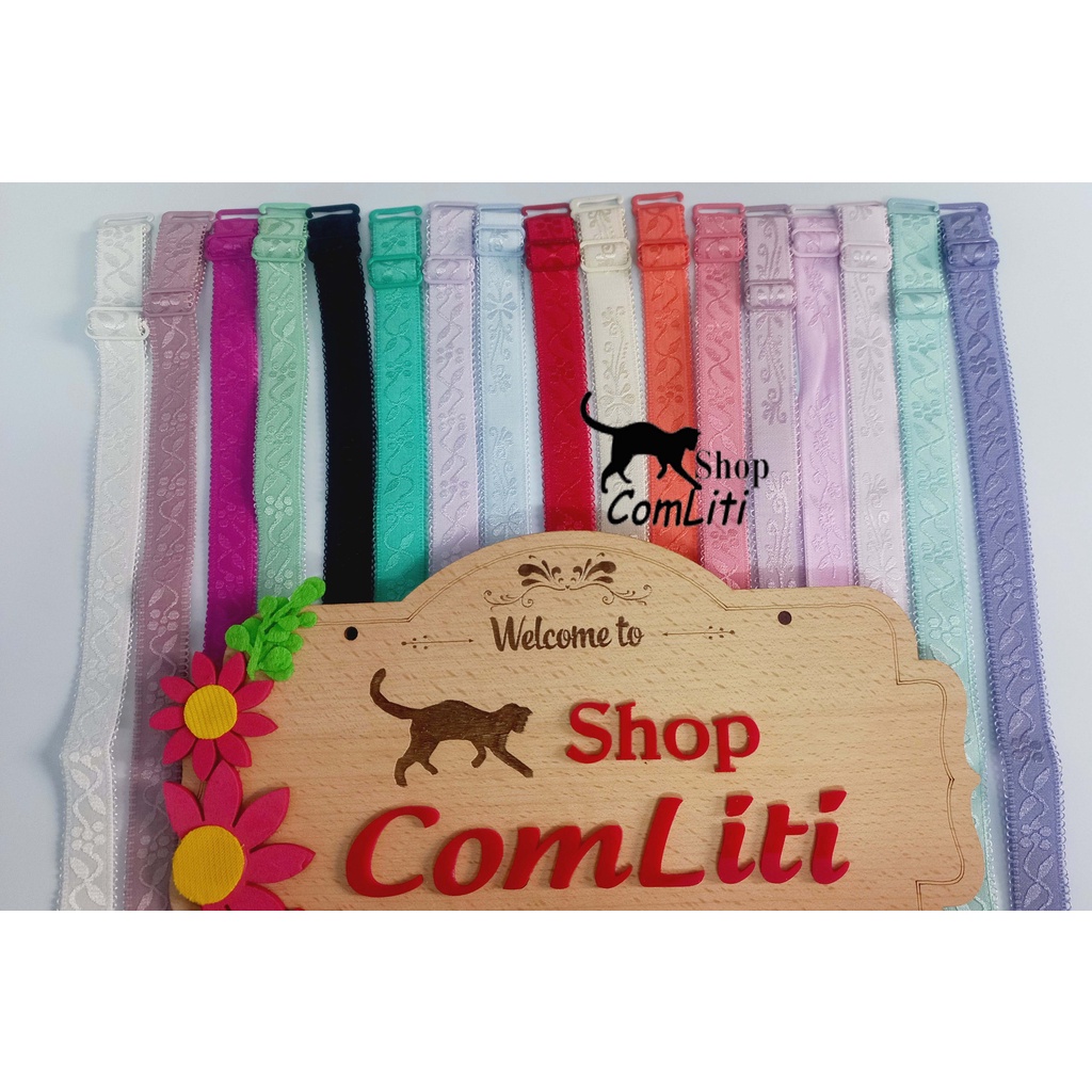 Cặp Dây Áo Ngực 1,5cm Ren Hoa Co Dãn Chống Trượt Nhiều Màu