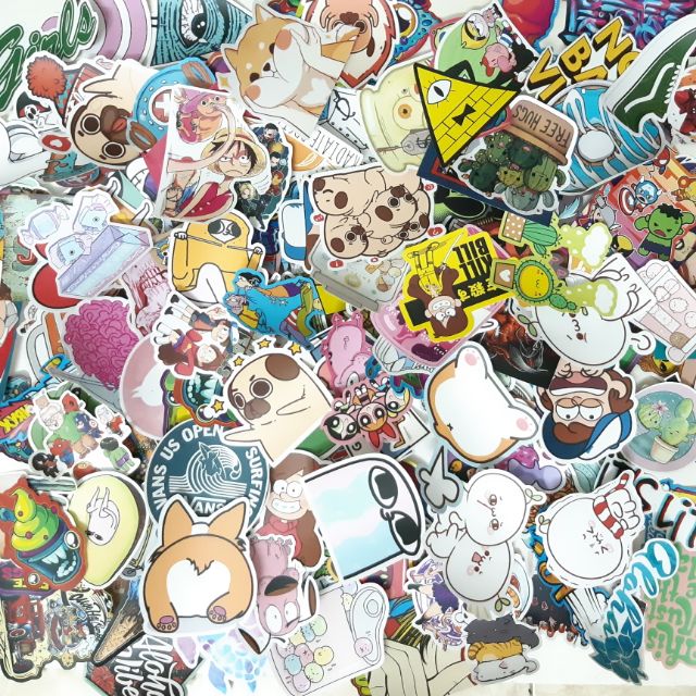 Sticker nhám size lớn 6-10cm dán trang trí planer, scrapbook, điện thoại, laptop, nón BH, laptop,....