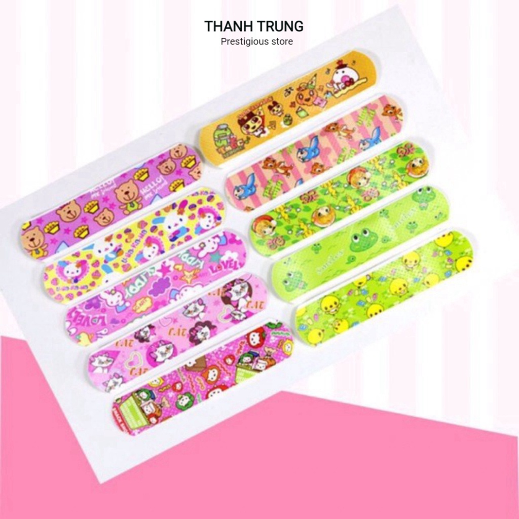 Hộp 100 urgo cá nhân sticker hoạt hình dễ thương,Băng dán y tế, miếng dán vết thương, băng gâu cute trẻ em