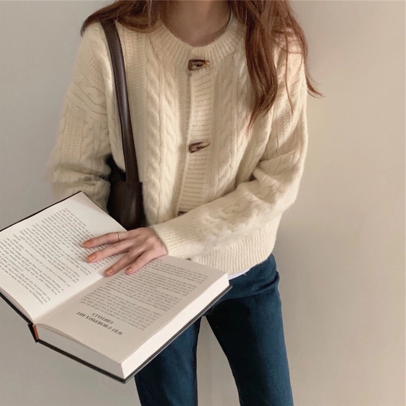 ÁO CARDIGAN KHUY SỪNG DÁNG NGẮN 4 MÀU