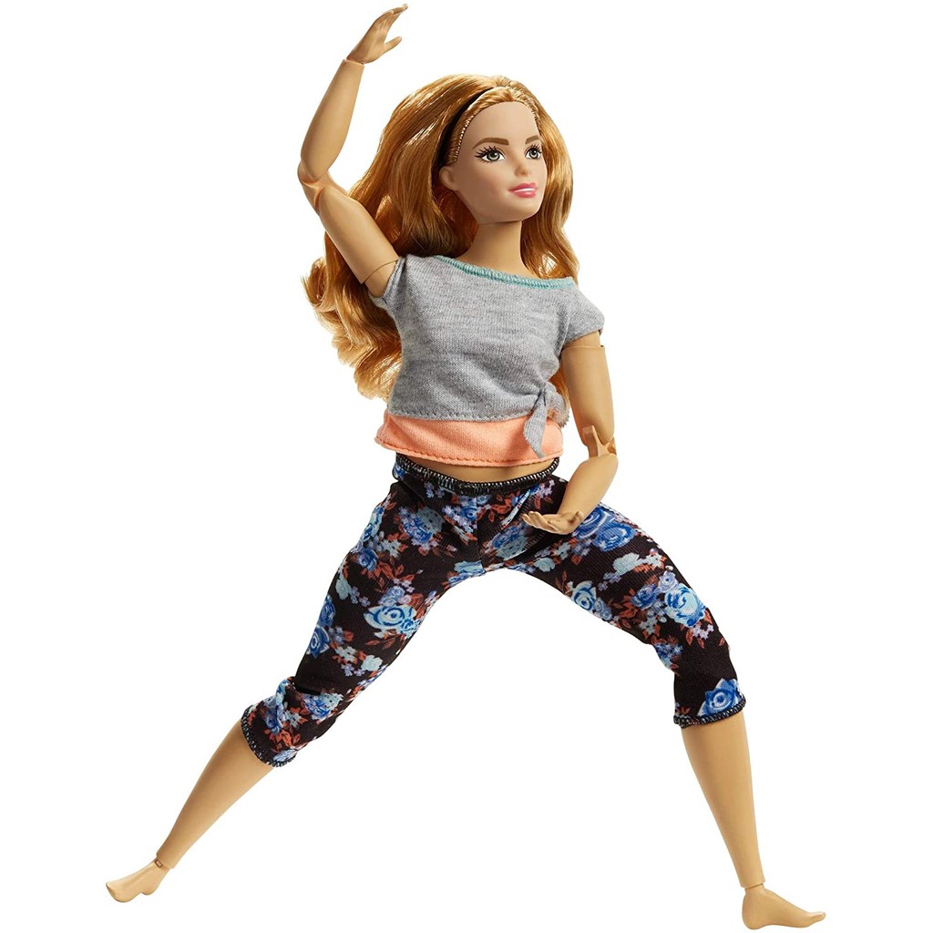 Barbie Made to Move Dolls with 22 Joints and Yoga Clothes, Floral, Pleach FTG84 Búp Bê barbie 22 Khớp Nối Quần Áo Tập yoga Hoa Xếp Nếp ftg84