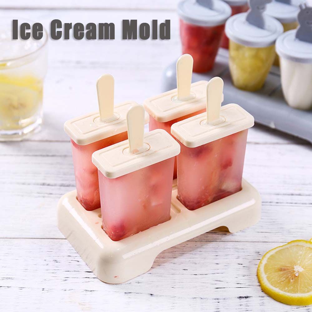 Khuôn làm kem que 4/9 ngăn 3D tiện lợi có thể tái sử dụng