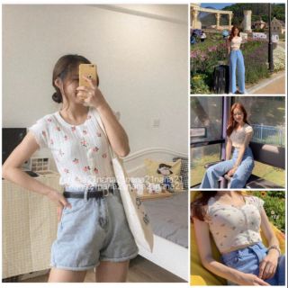 ÁO CROPTOP HỌA TIẾT TRÁI DÂU XINH XINH - FLOWER CROPTOP