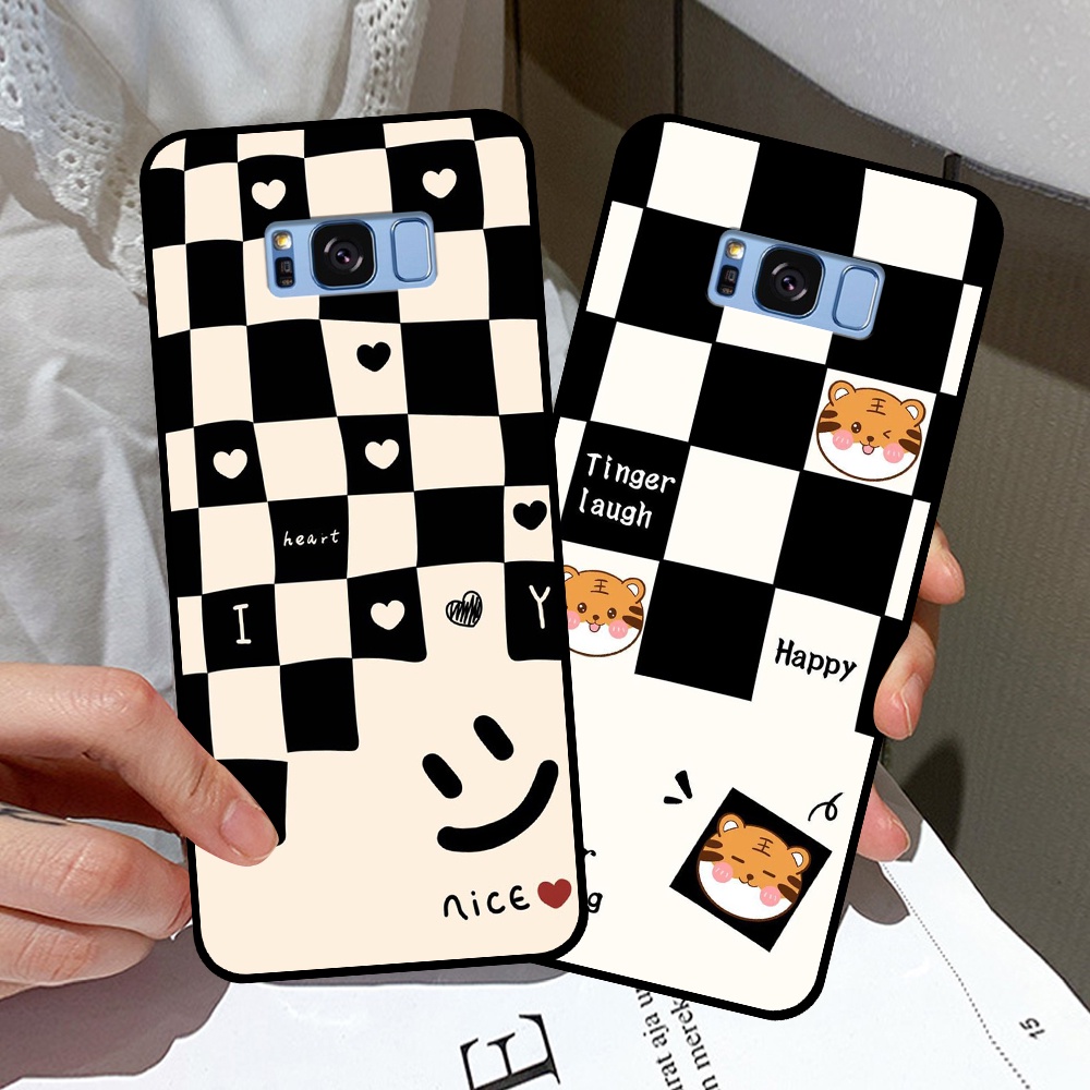 Ốp lưng Samsung S8 / S8 Plus / S8+ in hình sọc caro, họa tiết đen trắng dễ thương