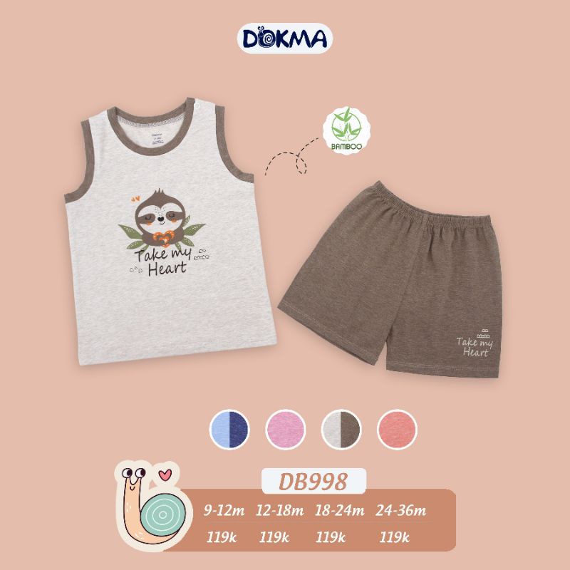 Bộ 3 lỗ sát nách cài vai bé trai bé gái Dokma - chất sợi tre co giãn tốt, siêu mềm mát