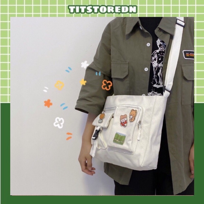 Túi đeo chéo basic ulzzang dễ thương Hàn Quốc (có sẵn, hình thật)