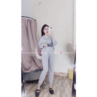Bộ Nỉ Bầu Chất Da Cá Viền Ren