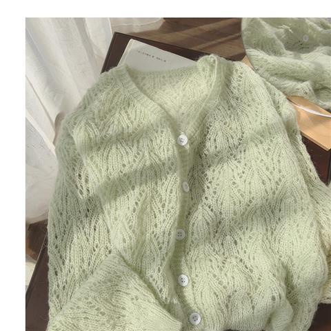 Áo Khoác Cardigan Dệt Kim Cổ Chữ V Thời Trang Cho Nữ