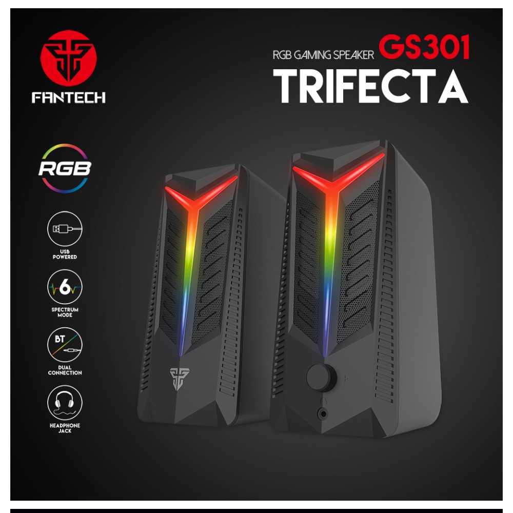 Loa Vi TÍnh Gaming Fantech GS301 TRIFECTA LED RGB 6 Chế Độ Hỗ Trợ Kết Nối Bluetooth 5.0 Và AUX 3.5mm