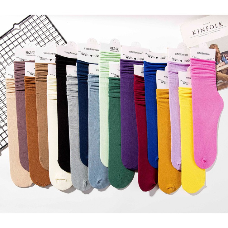 Vớ Nhung Cotton Mỏng Màu Trơn Cổ Điển Thời Trang Mùa Hè Cho Nữ