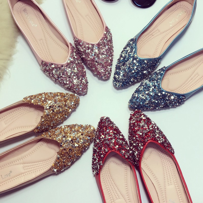 Giày Búp Bê Đế Mềm Đính Kim Sa Lấp Lánh Phong Cách Hàn Quốc Cho Bé Gái | BigBuy360 - bigbuy360.vn