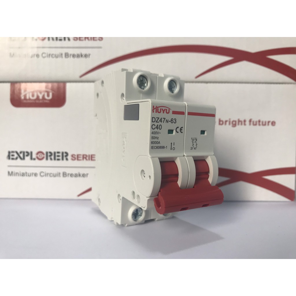 Cầu dao an toàn MCB 2P 2PHA 6A - 63A dòng cắt 6kA, Hãng Huyu