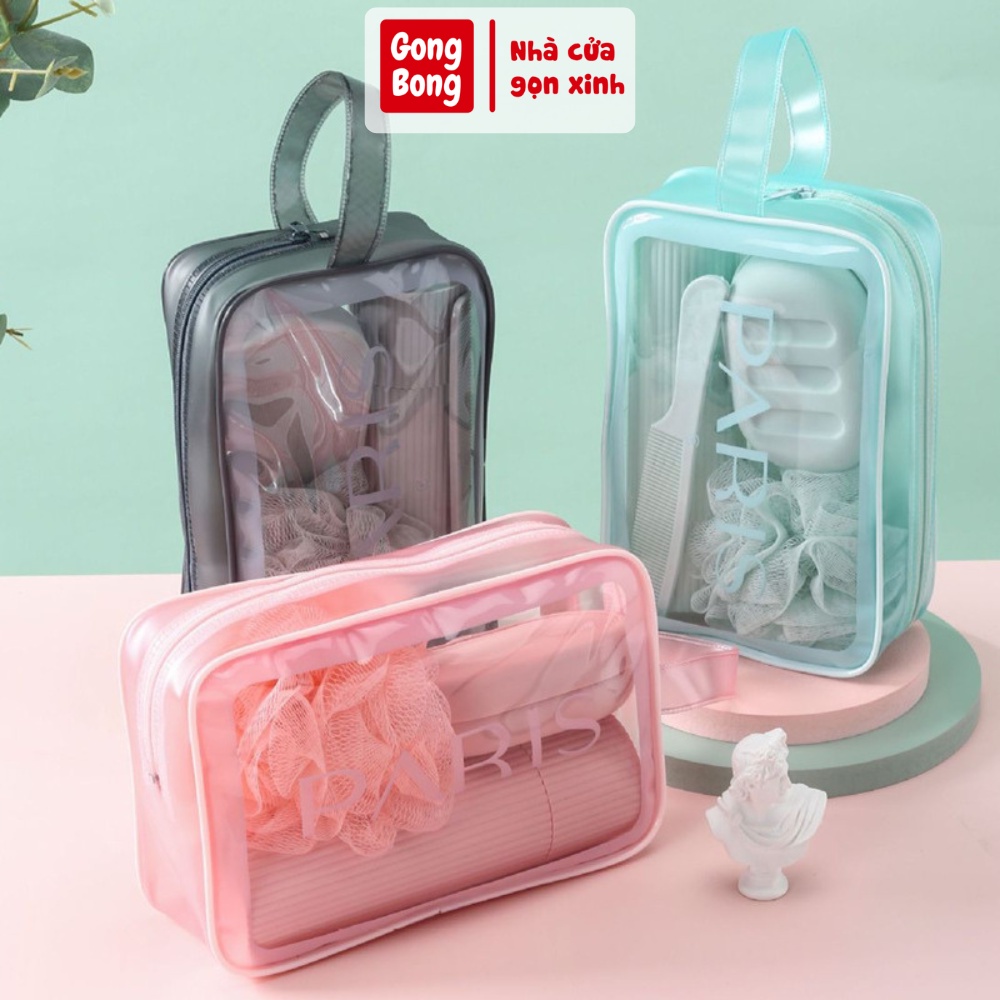 Túi đựng đồ cá nhân bộ dụng cụ 5 món tiện lợi túi đựng mỹ phẩm đồ trang điểm du lịch trong suốt cao cấp