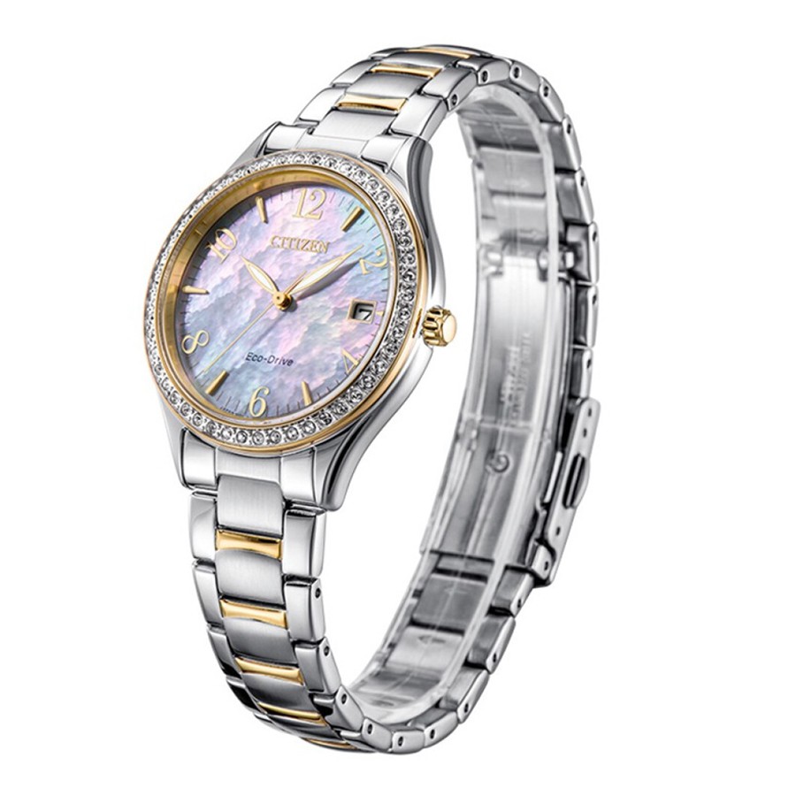Đồng Hồ Nữ Citizen Đính Đá Swarovski Dây Thép Không Gỉ EO1184-81D - Mặt Xà Cừ