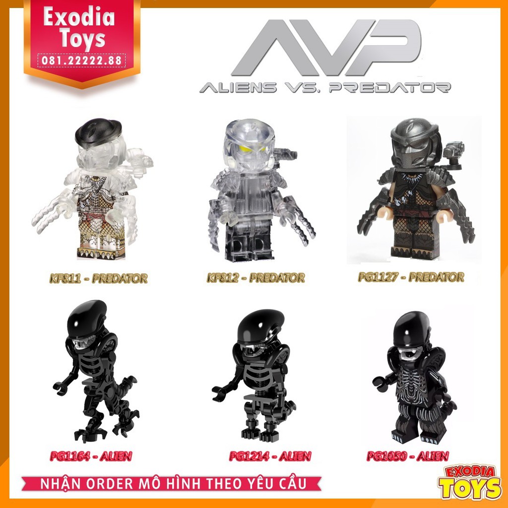 Bộ 6 minifigure Quái Vật Không Gian Alien vs Quái Thú Vô Hình Predator | Alien Versus Predator