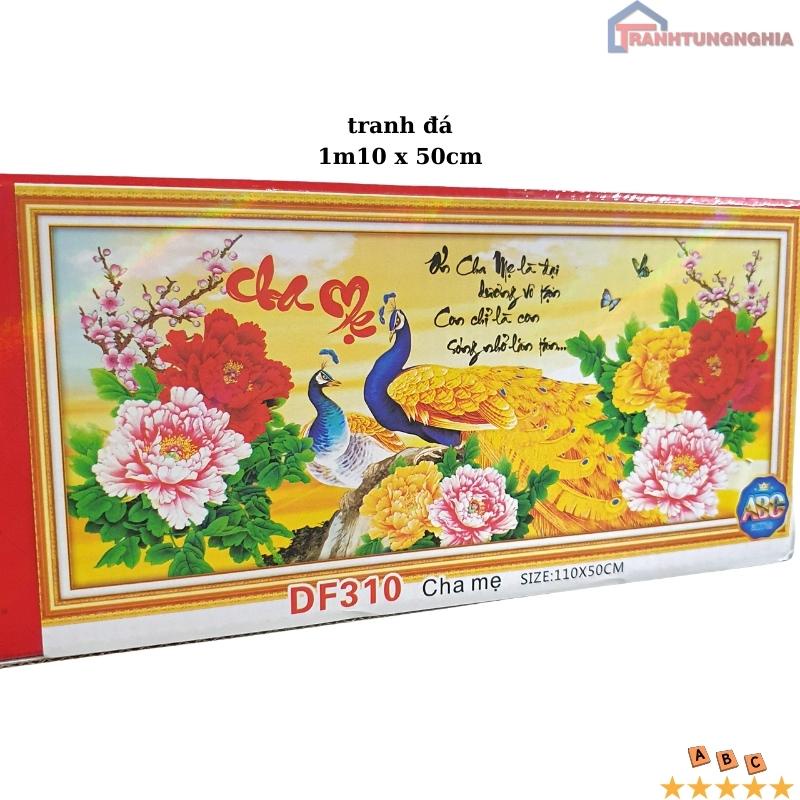 Tranh đính đá, tranh thêu chữ thập cha mẹ 1m10 x 50cm
